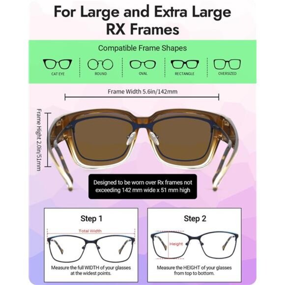 Polarized Fit Over Glasses Sunglasses for Women, Square Wrap Around main image 5
